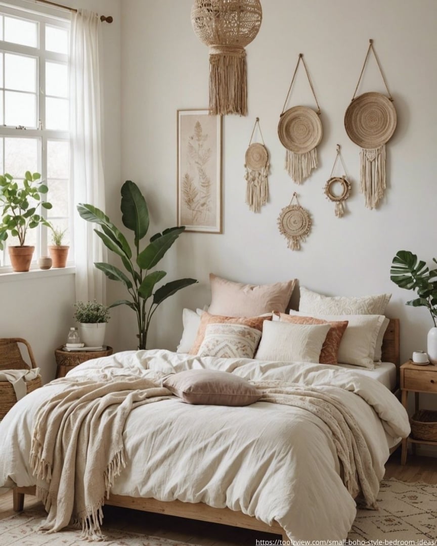 Boho Chic Floral Macrame Bedroom Backdrop, image size:864x1080