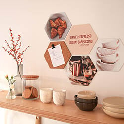 Hexagons above coffee corner