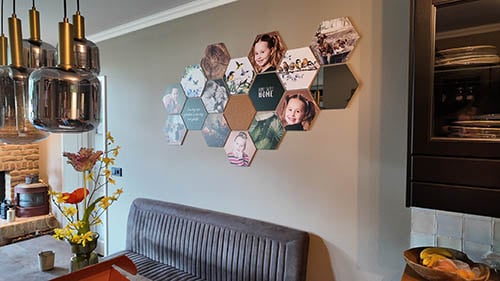 Hexagon collection above the dining table