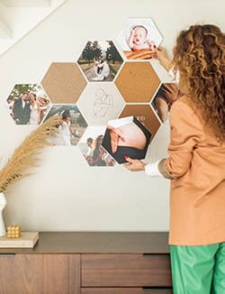 Hexagons collection above a dresser