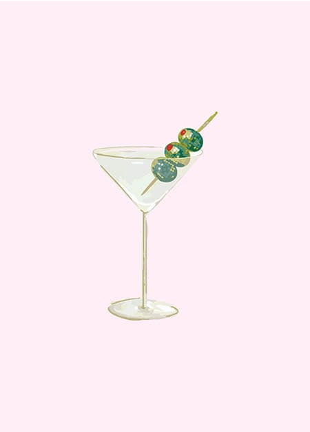 Martini Glass with Olives